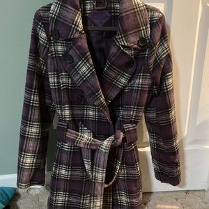 Plaid Flannel Trench Coat